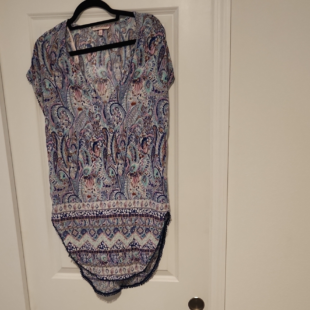 Victoria's Secret Blue and Purple Graphic Polo Swim Coverup